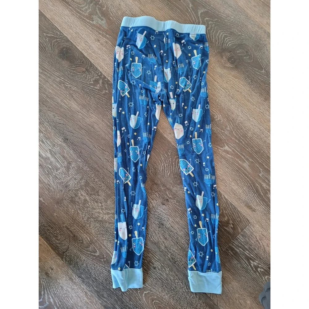 Little Sleepies Hanukkah Bamboo Pajama Pants Blue Dreidel Menorah Kids 5/6 #9